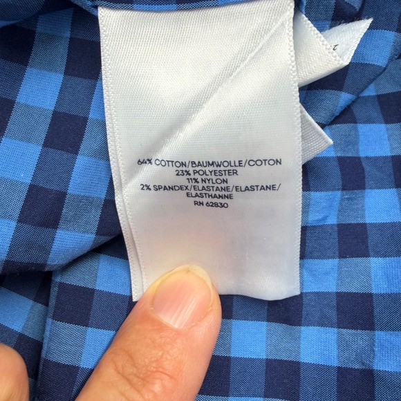 Lands End Mens 3XL T Traditional Fit Blue Gingham Short Sleeve Button Down Shirt - Picture 7 of 10